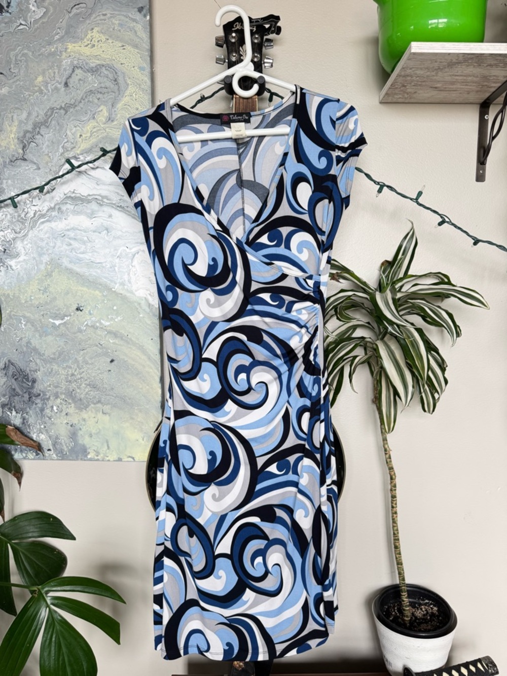 Y2K midi dress with vintage pattern